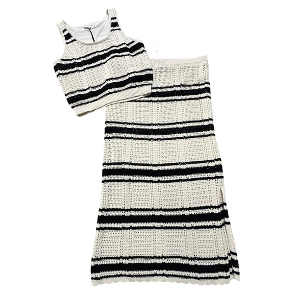 Freshman 1096 Dresses & Skirts - Crochet Maxi Skirt Tank Top Knit Set XL Coastal Boho French Girl Festival Summer